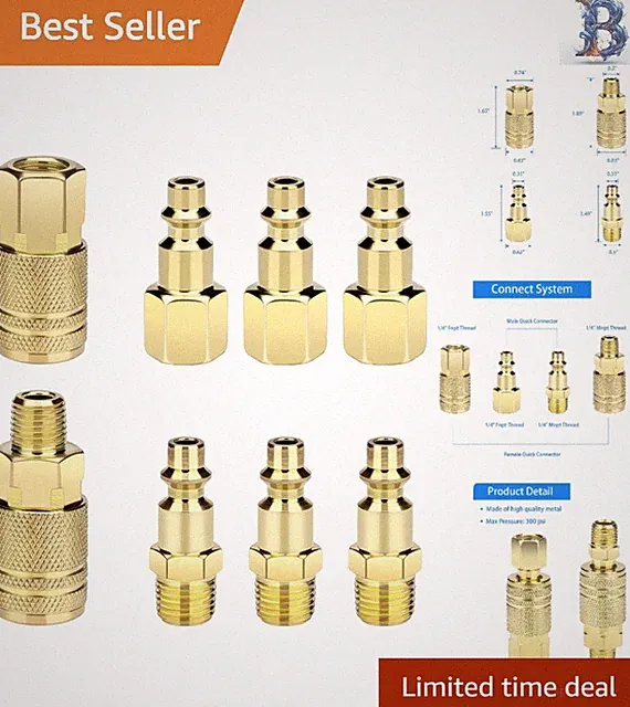 8-Pack 1/4-Inch NPT Air Hose Fittings - Durable Alloy Steel Quick Connect