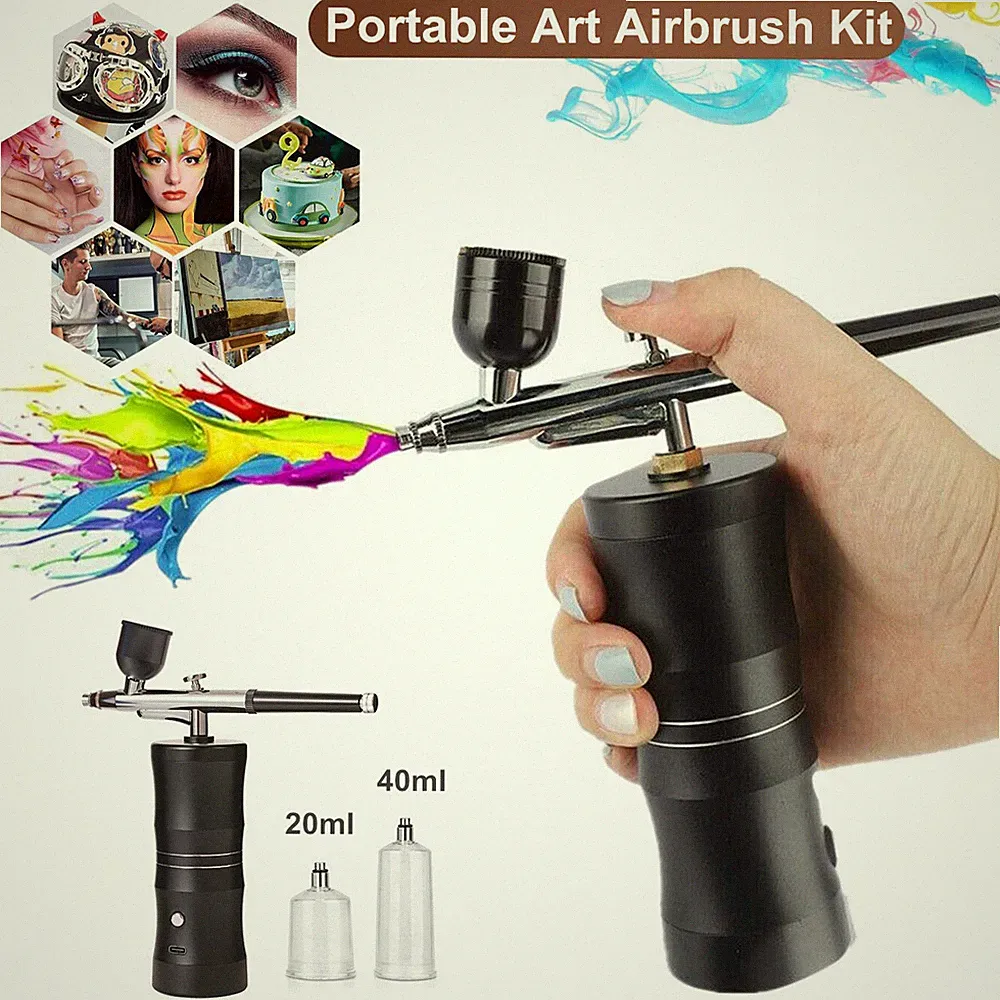 Air Compressor Kit Portable Air-Brush Paint Spray Gun Nail Tattoo Art Airbrush