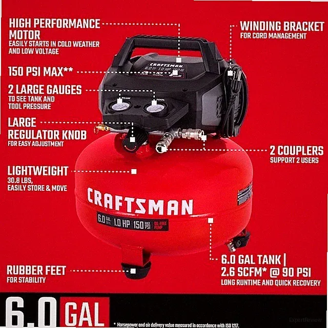 CRAFTSMAN 6 GALLON AIR COMPRESSOR - PORTABLE ELECTRIC 150PSI PANCAKE STYLE !!!!!