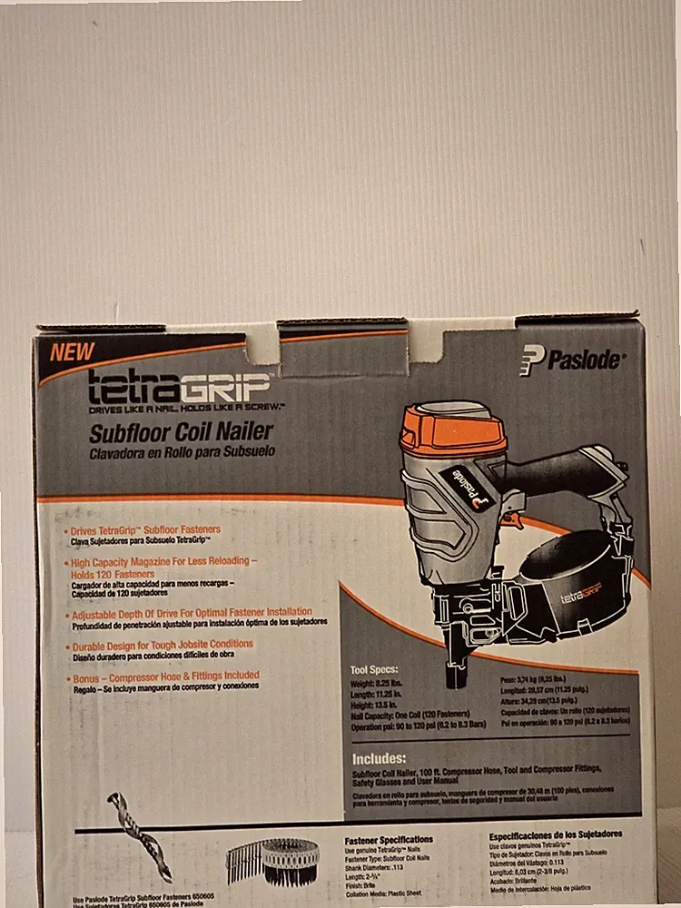 Paslode PF237C TetraGrip Subfloor Coil Nailer #503000 w/ 100ft Air Comp. Hose