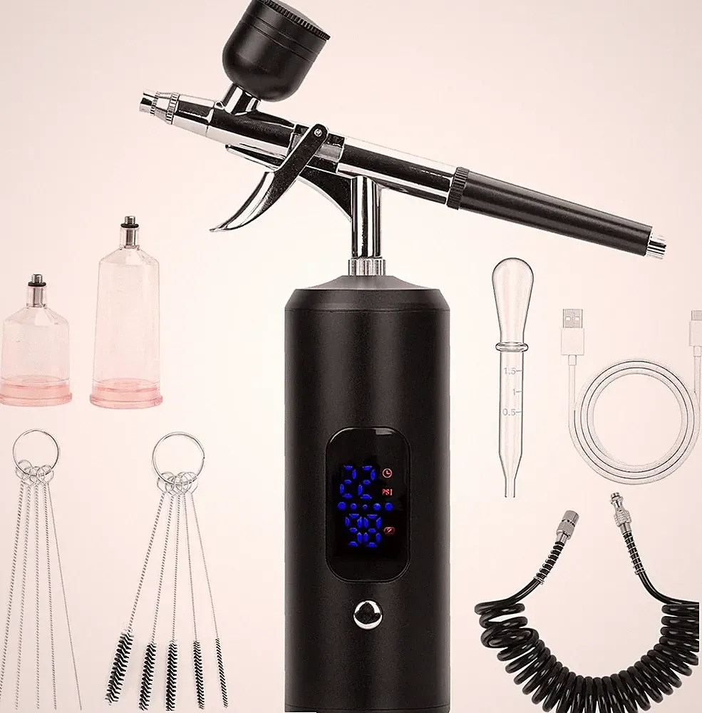 Portable Air Compressor Kit with Airbrush Spray Gun for Nail Art Cake Painting