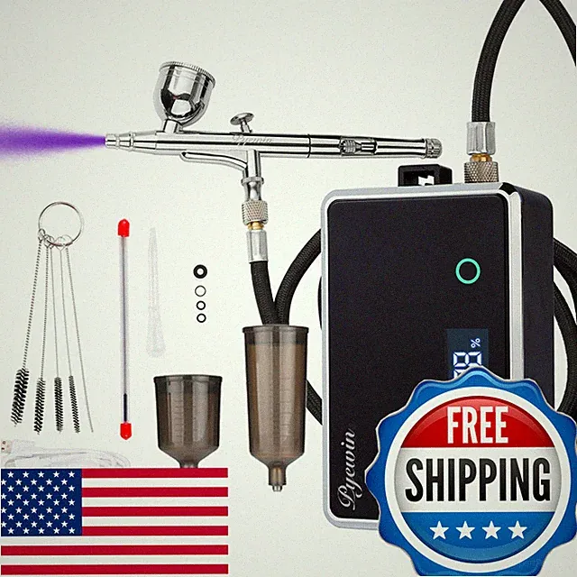 Pyewin 32Psi Cordless Airbrush Kit Compressor - Portable Nail Airbrush Machine